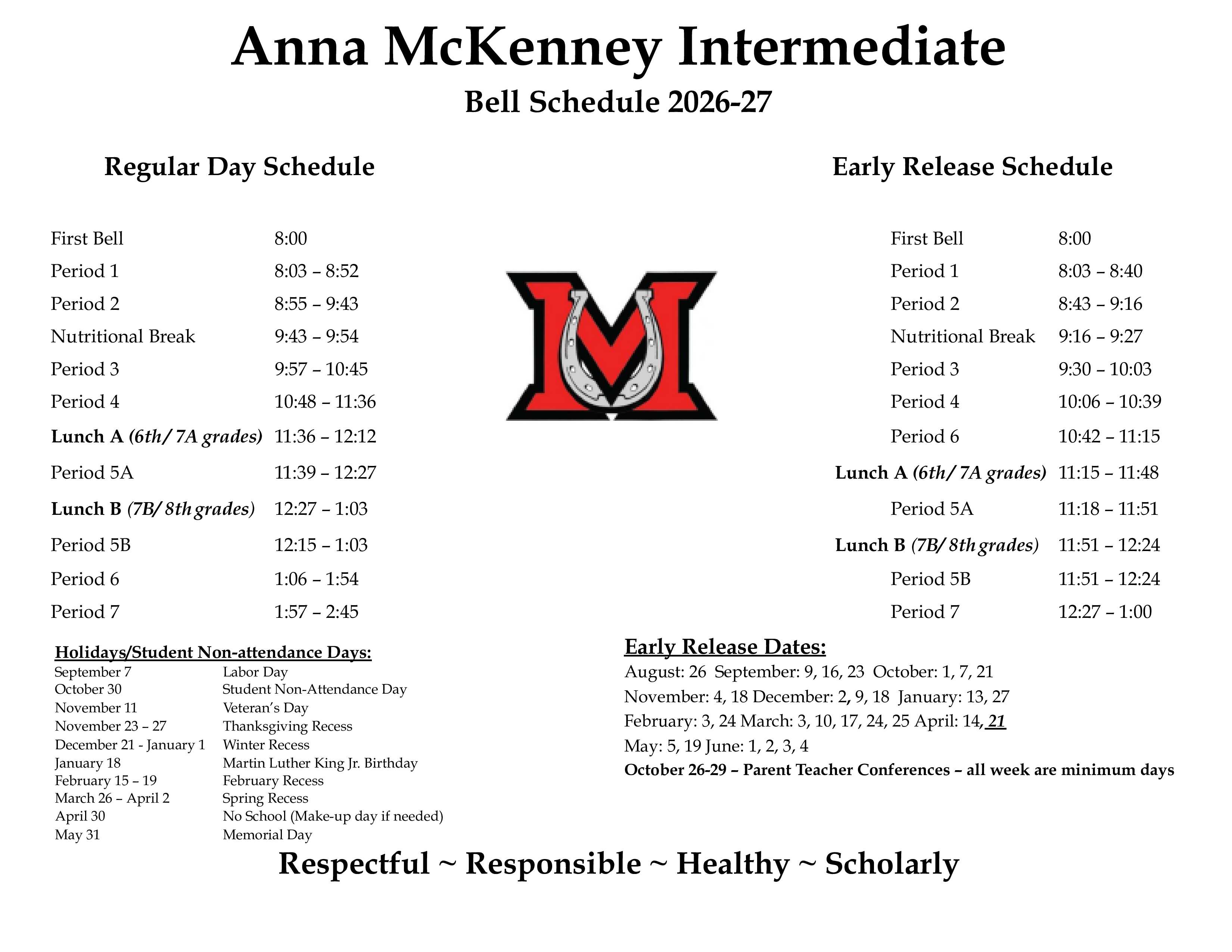 bell schedule