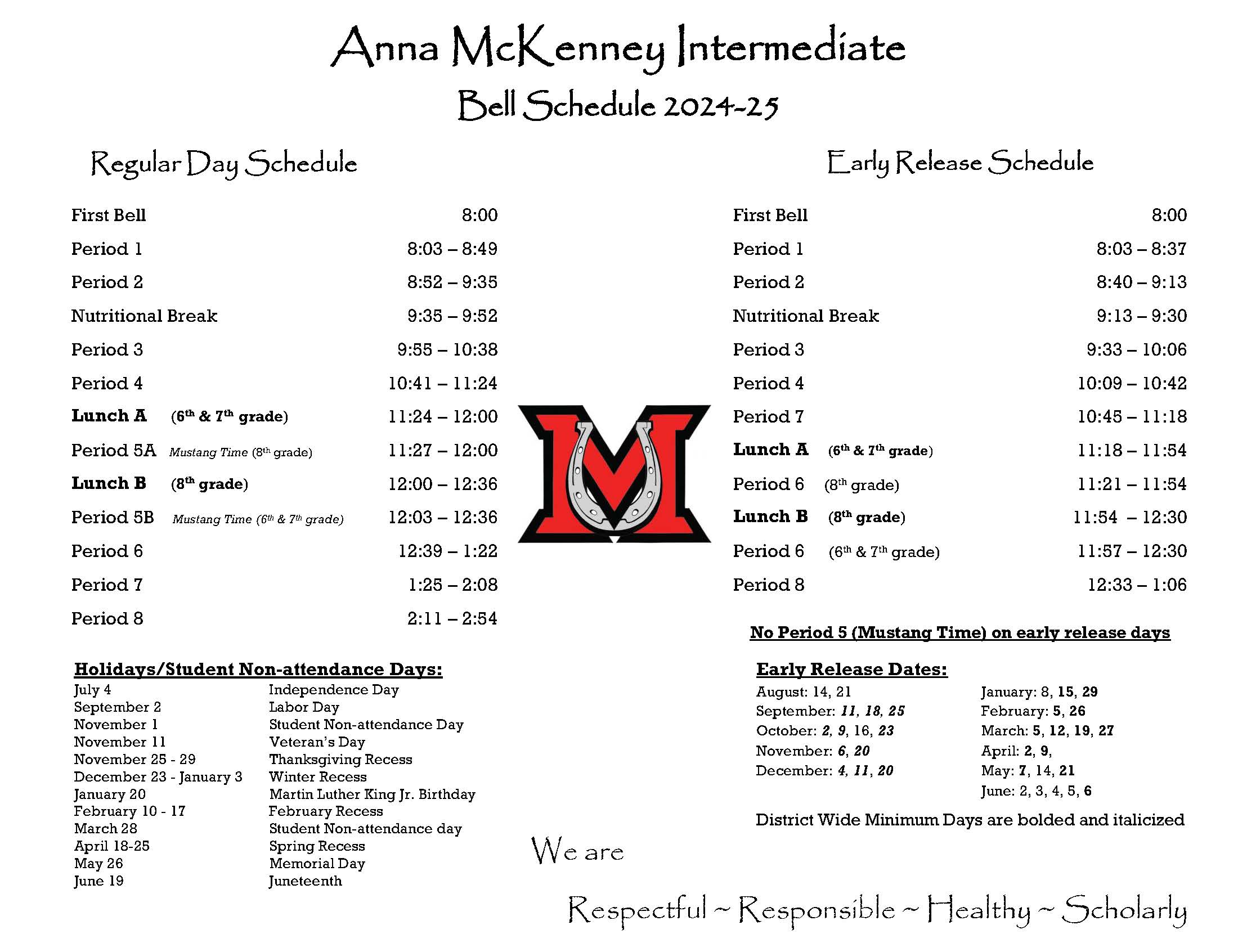 bell schedule