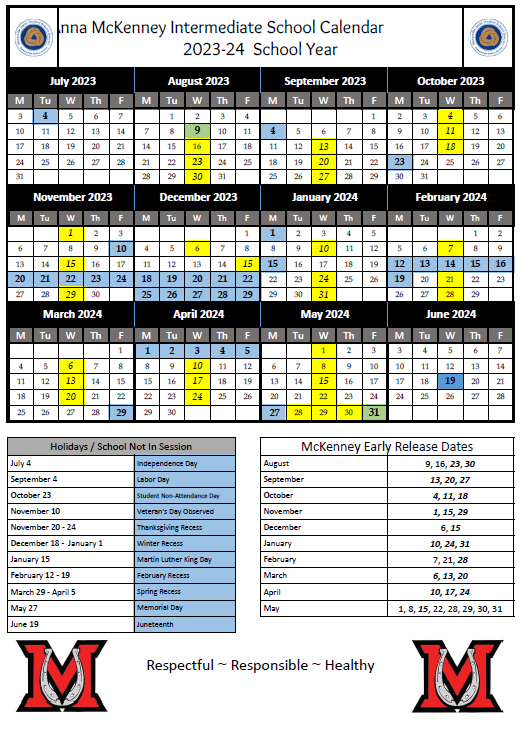 McKenney Intermediate School Calendar